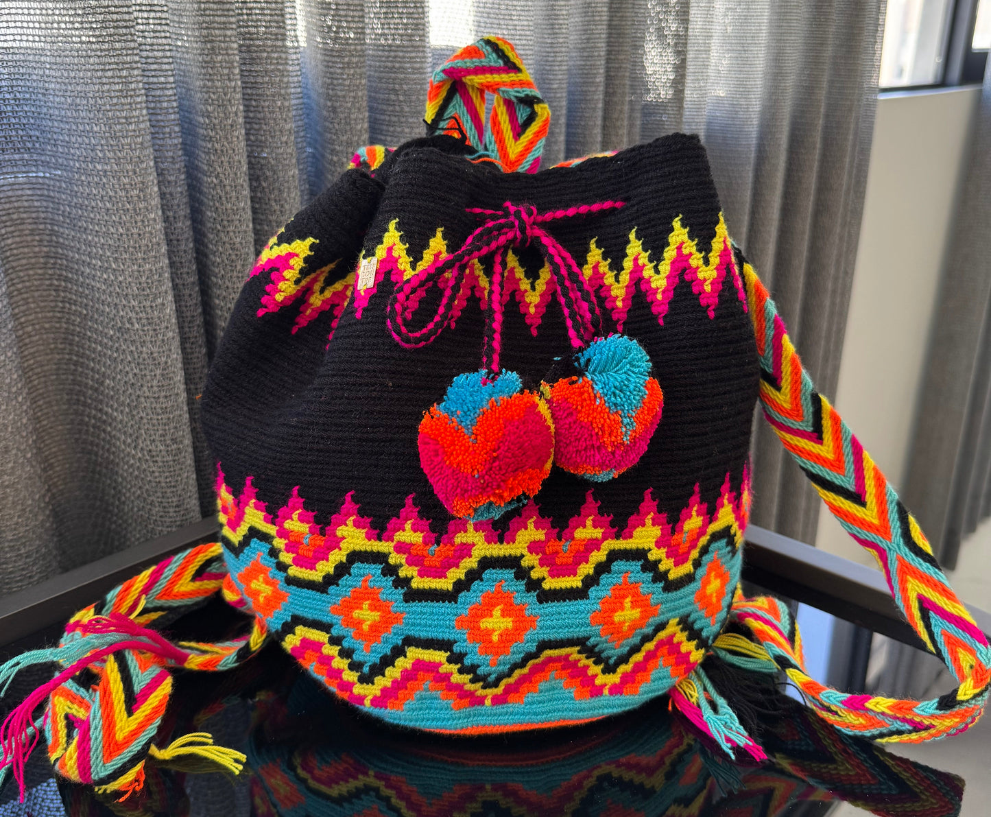 Wayuu Backpack Black and Neon