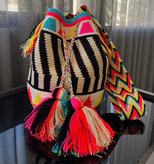 Wayuu Bag Black Neon Pattern