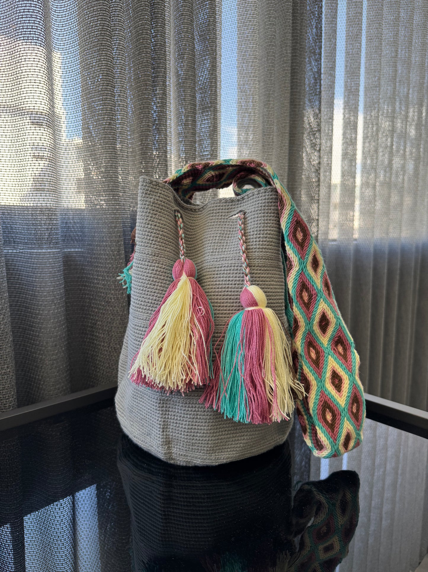 Wayuu Bag Grey with Pastels