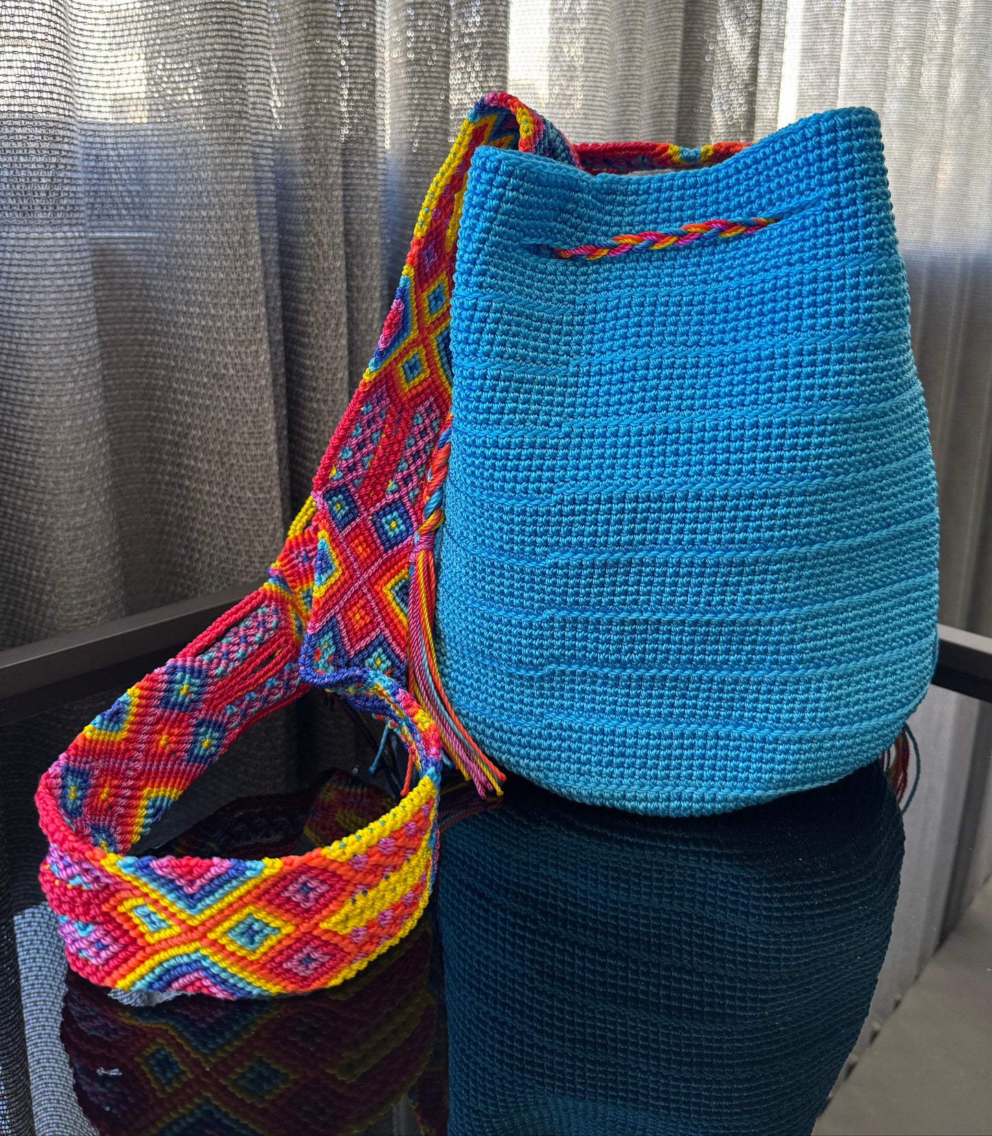 Wayuu Bag Mexican Version in Bright Blue