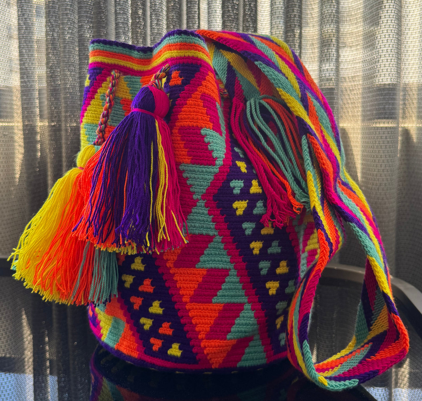 Wayuu Bag Purple Neon Pattern