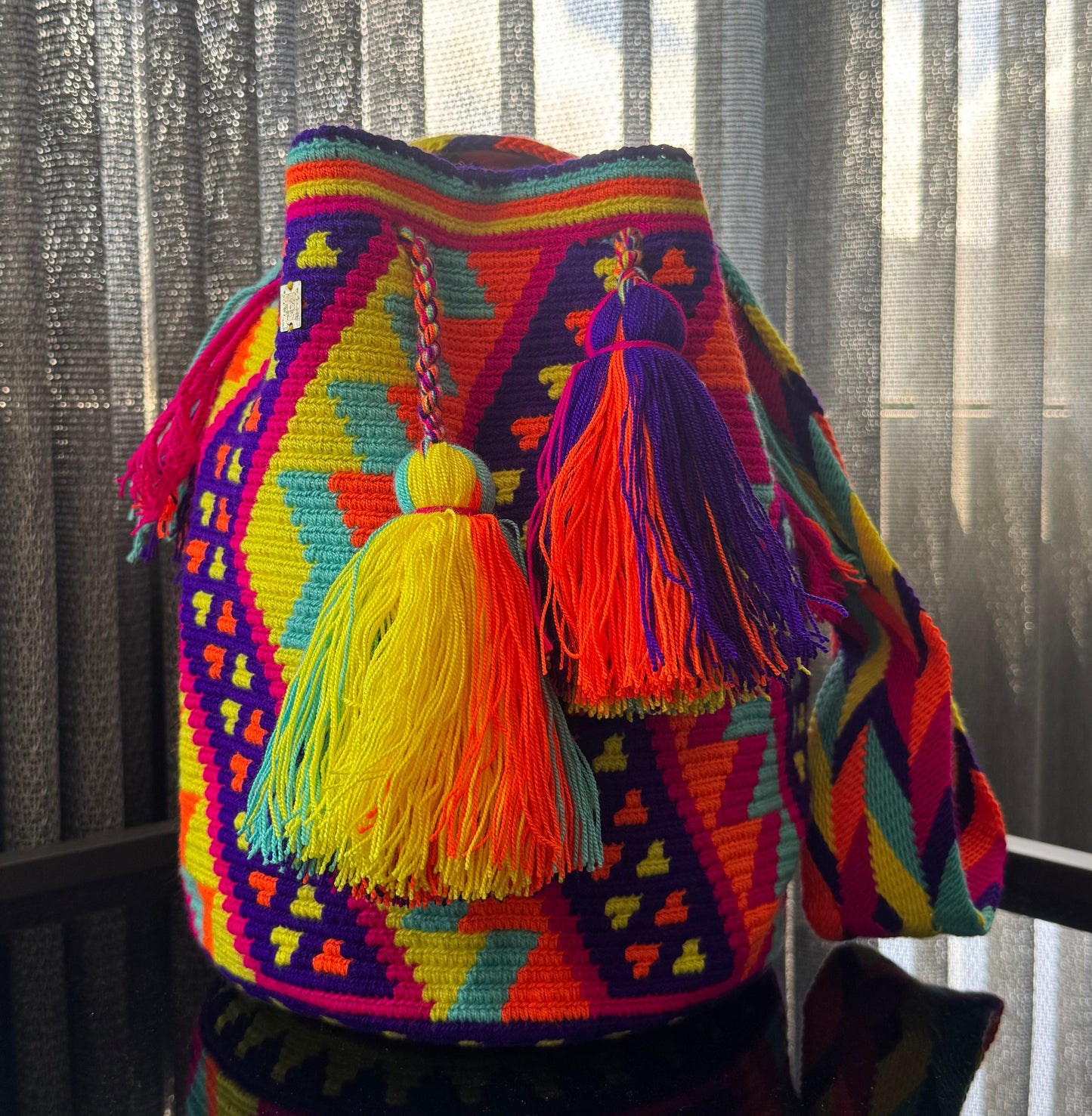 Wayuu Bag Purple Neon Pattern