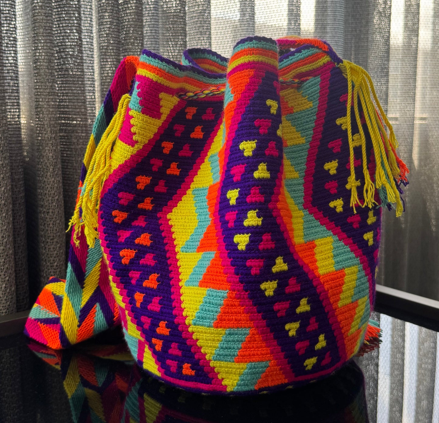 Wayuu Bag Purple Neon Pattern