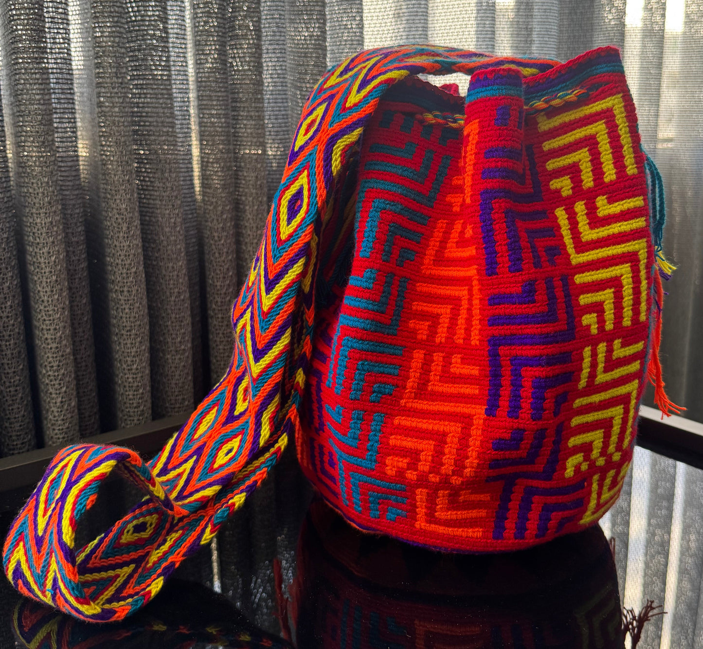 Wayuu Bag Red Neon Pattern