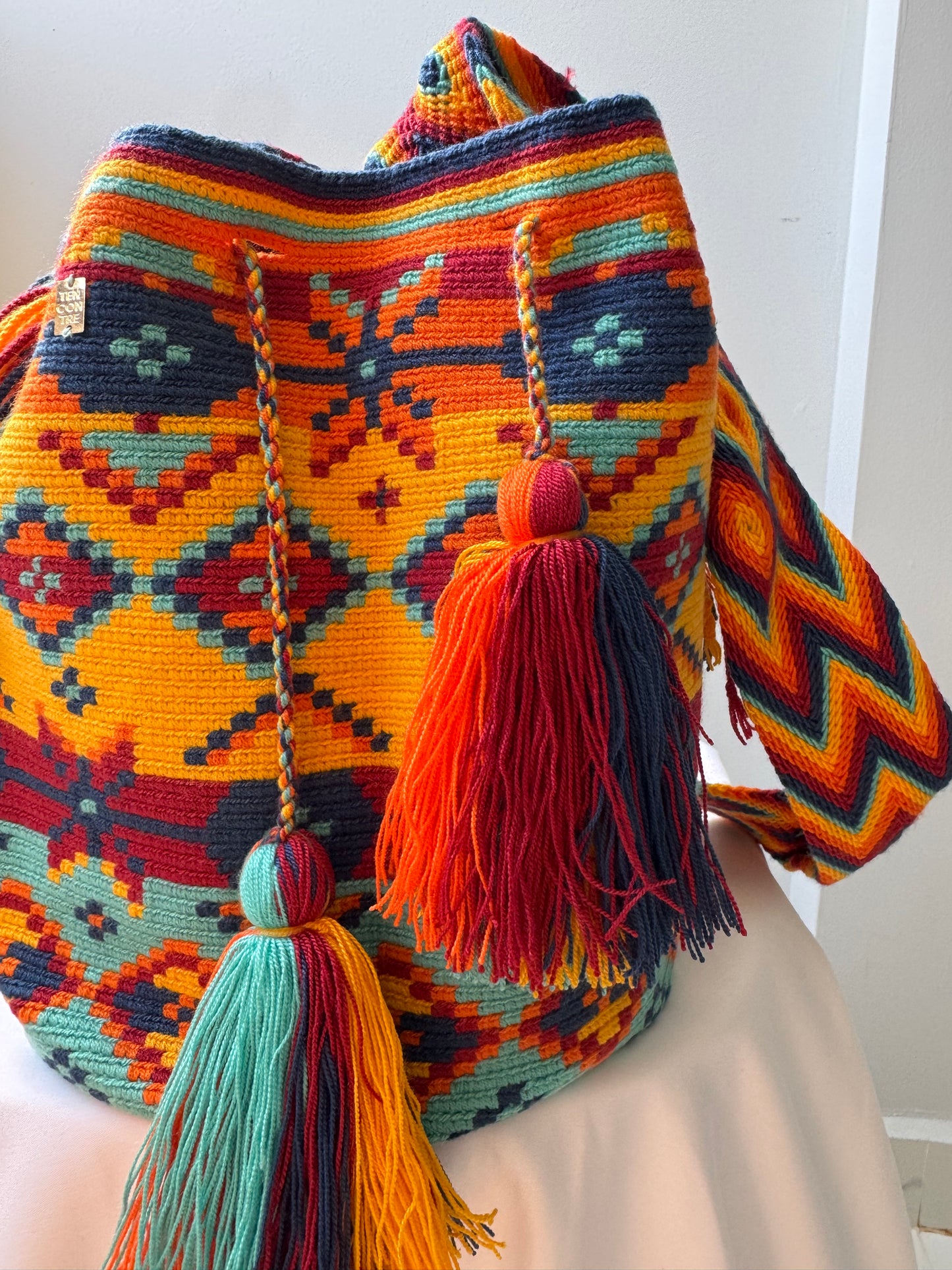 Wayuu Bag Orange Patterns