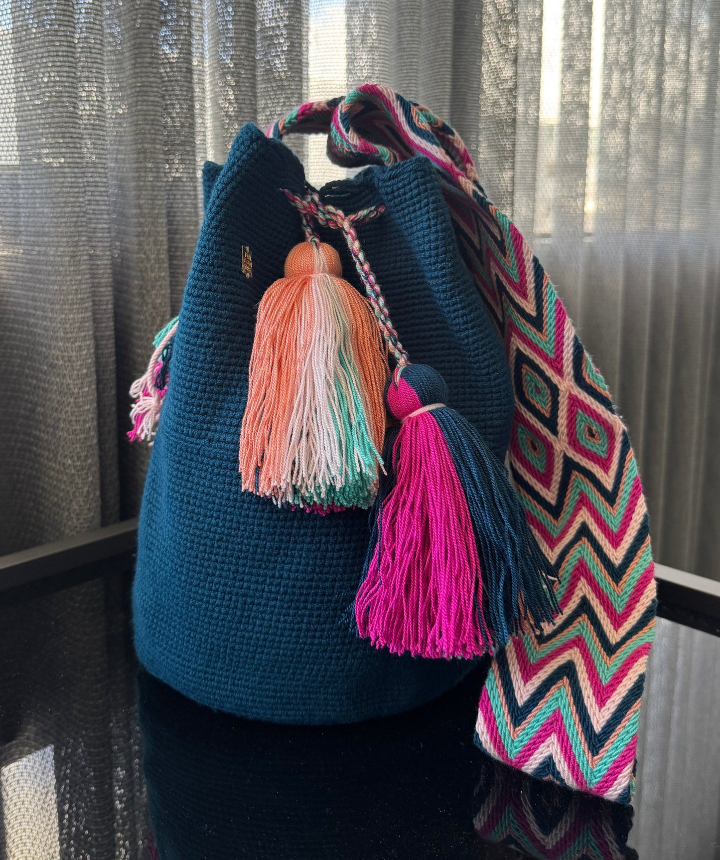 Wayuu Bag Teal with Pastels