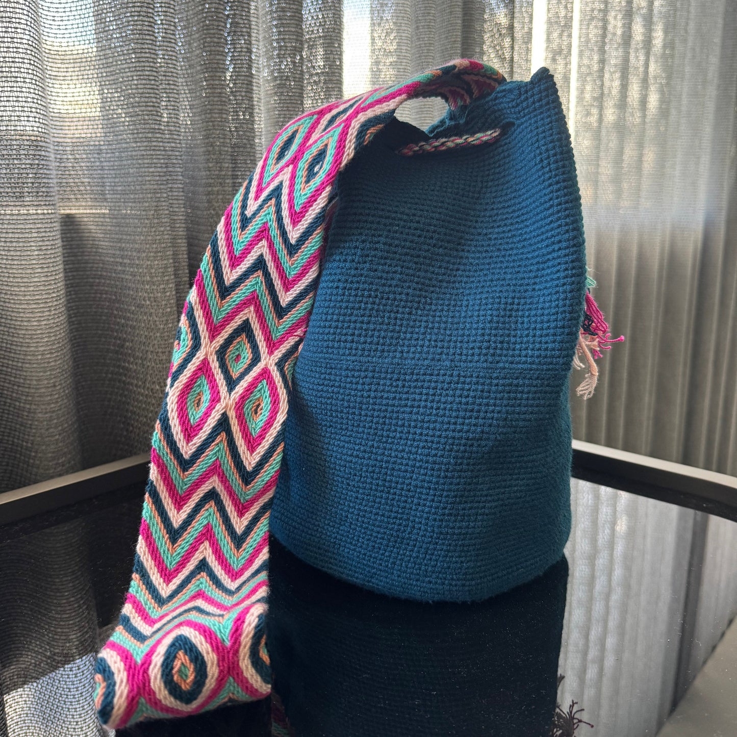 Wayuu Bag Teal with Pastels