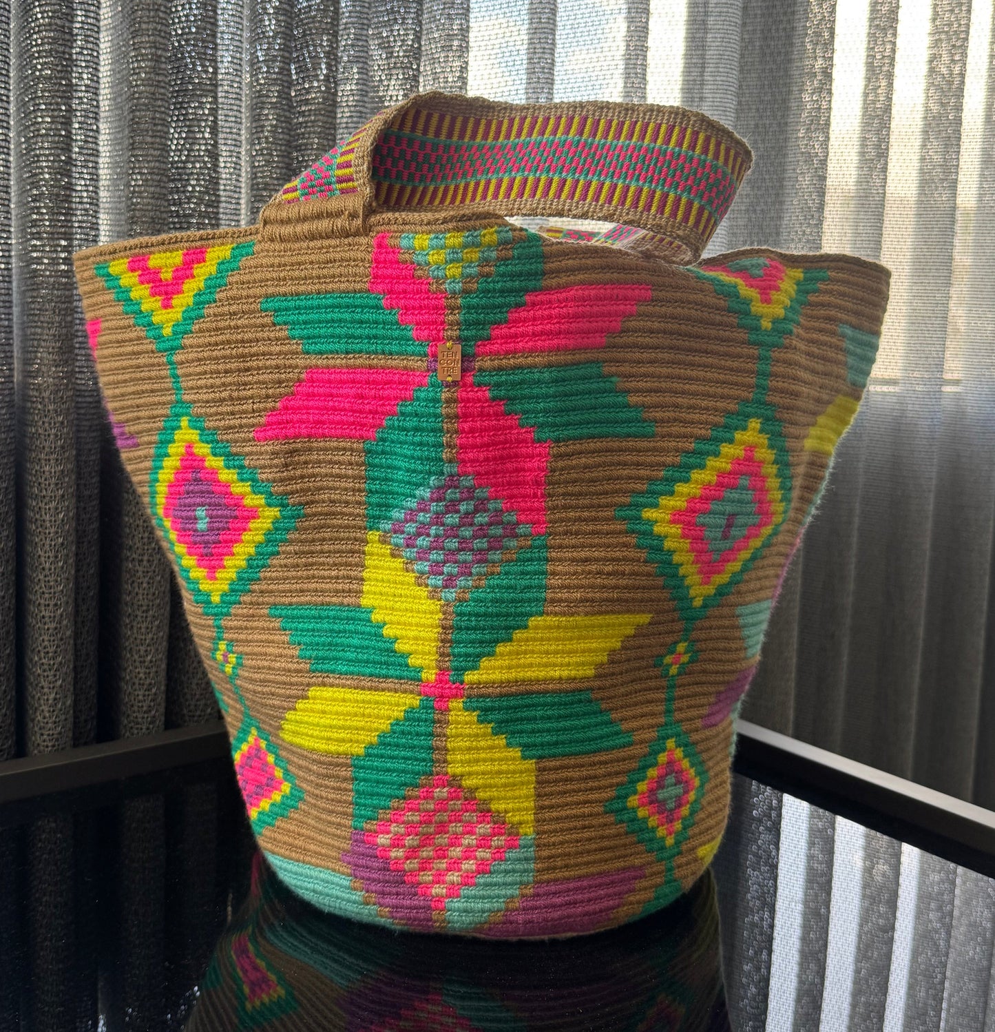 Wayuu Tote Bag Cream Neon