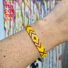 Load image into Gallery viewer, Miyuki bracelet with sliding knot on the back in yellow tones